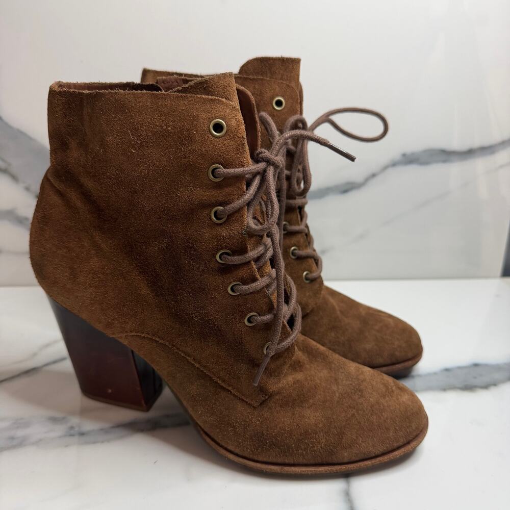 Korks-Ease Womens Brown Suede Elfa Boots Sz 9 Festival Boho Witchcore Wedge Heel